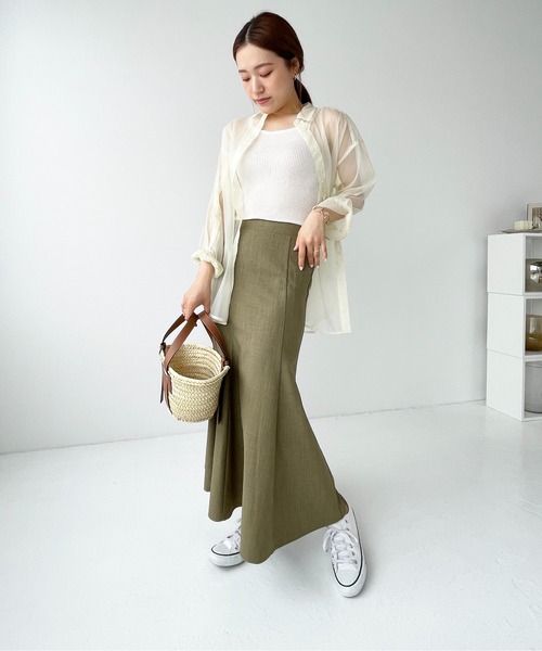 Meli rich（メリーリッチ）の「リネンライクマーメイドスカート（スカート・レディース・ブラウン/ブラック/カーキ/アイボリー/グレイッシュベージュ・MEDIUM）」の20枚目の写真
