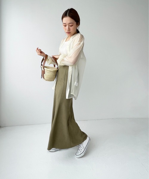 Meli rich（メリーリッチ）の「リネンライクマーメイドスカート（スカート・レディース・ブラウン/ブラック/カーキ/アイボリー/グレイッシュベージュ・MEDIUM）」の21枚目の写真