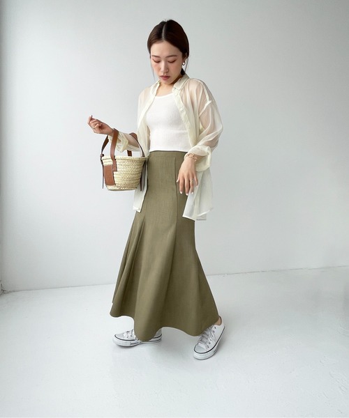 Meli rich（メリーリッチ）の「リネンライクマーメイドスカート（スカート・レディース・ブラウン/ブラック/カーキ/アイボリー/グレイッシュベージュ・MEDIUM）」の22枚目の写真