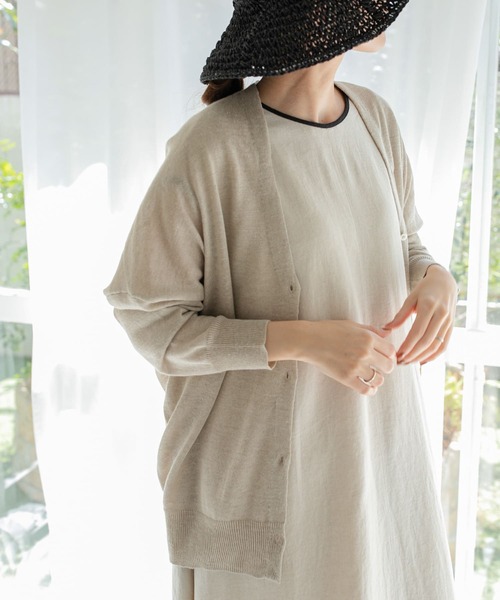 URBAN RESEARCH DOORS（アーバンリサーチドアーズ）の「リネンカーディガン（カーディガン/ボレロ・レディース・ベージュ/ブラウン/グレー・MEDIUM）」の3枚目の写真