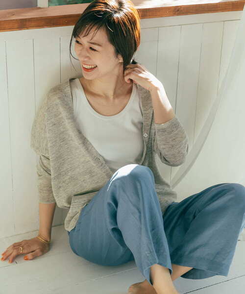 URBAN RESEARCH DOORS（アーバンリサーチドアーズ）の「リネンカーディガン（カーディガン/ボレロ・レディース・ベージュ/ブラウン/グレー・MEDIUM）」の6枚目の写真