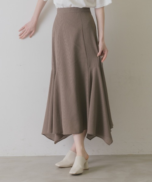 idem（イデム）の「sheer check random flare skirt/シアーチェックスカート（スカート・レディース・ベージュ/ブラウン/ブルー・FREE/SMALL）」の9枚目の写真
