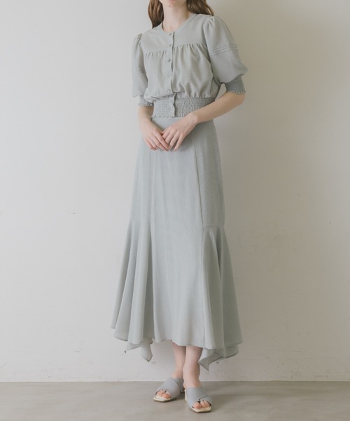 idem（イデム）の「sheer check random flare skirt/シアーチェックスカート（スカート・レディース・ベージュ/ブラウン/ブルー・FREE/SMALL）」の6枚目の写真