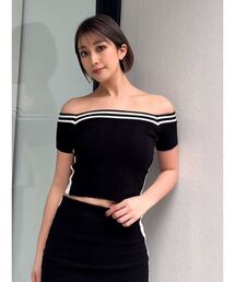【SET着用可】2WAYオフショルラインニットTOPS