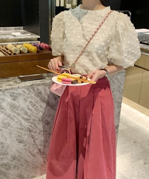 ROOPTOKYO（ループトウキョウ）の「ドット模様パフスリーブ半袖ブラウス（シャツ/ブラウス・レディース・アイボリー/ブラック・FREE）」の3枚目の写真