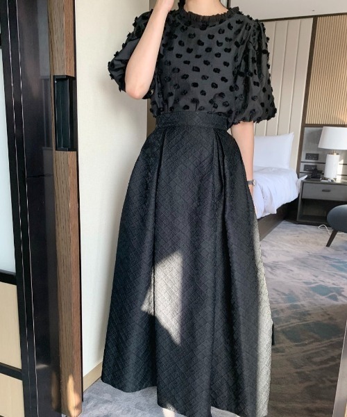 ROOPTOKYO（ループトウキョウ）の「ドット模様パフスリーブ半袖ブラウス（シャツ/ブラウス・レディース・アイボリー/ブラック・FREE）」の9枚目の写真