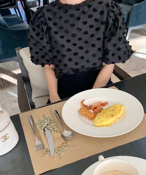 ROOPTOKYO（ループトウキョウ）の「ドット模様パフスリーブ半袖ブラウス（シャツ/ブラウス・レディース・アイボリー/ブラック・FREE）」の15枚目の写真