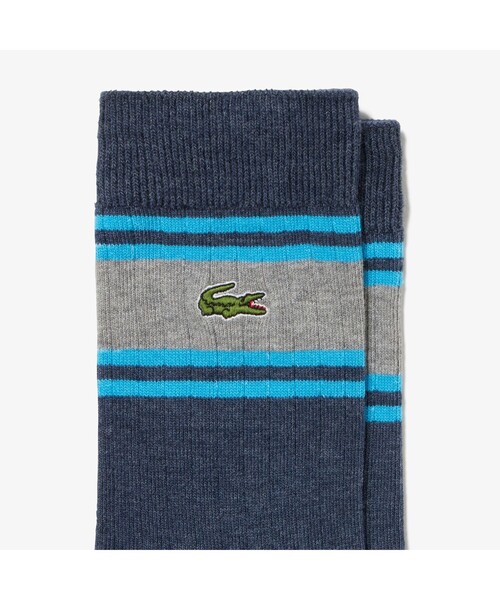 LACOSTE（ラコステ）の「ボーダー切り替えリブニットソックス（ソックス/靴下・メンズ・ブラック/グレー/ネイビー/オフホワイト・24.0cm）」の5枚目の写真