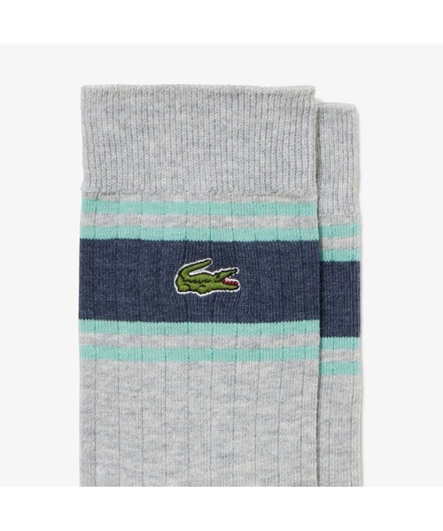 LACOSTE（ラコステ）の「ボーダー切り替えリブニットソックス（ソックス/靴下・メンズ・ブラック/グレー/ネイビー/オフホワイト・24.0cm）」の6枚目の写真