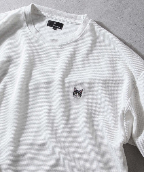 ZIP FIVE(ジップファイブ)の「【ZIP FIVE】 ドライワッフル ビッグシルエット クルー & ヘンリー ワンポイント 動物 刺繍 半袖 Tシャツ 猫 / キツネ(Tシャツ/カットソー・レディース・オートミール/チャコール/イエロー/ベージュ/ブラック系/イエロー系/ブルー系/イエロー系1/ベージュ系/アイボリー系1/グレー系1/ブラック系1/ベージュ系2/アイボリー/ブラック/ホワイト系/ホワイト系1/アイボリー系2/ホワイト系2/アイボリー系/ベージュ系1/ブラック系2/イエロー系2/ブルー系2・MEDIUM/LARGE)」の18枚目の写真