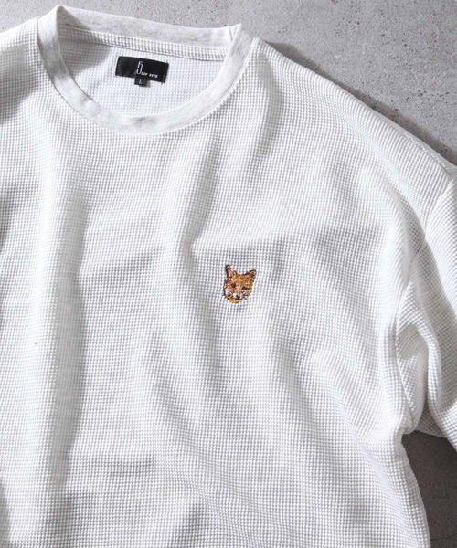 ZIP FIVE(ジップファイブ)の「【ZIP FIVE】 ドライワッフル ビッグシルエット クルー & ヘンリー ワンポイント 動物 刺繍 半袖 Tシャツ 猫 / キツネ(Tシャツ/カットソー・レディース・オートミール/チャコール/イエロー/ベージュ/ブラック系/イエロー系/ブルー系/イエロー系1/ベージュ系/アイボリー系1/グレー系1/ブラック系1/ベージュ系2/アイボリー/ブラック/ホワイト系/ホワイト系1/アイボリー系2/ホワイト系2/アイボリー系/ベージュ系1/ブラック系2/イエロー系2/ブルー系2・MEDIUM/LARGE)」の13枚目の写真