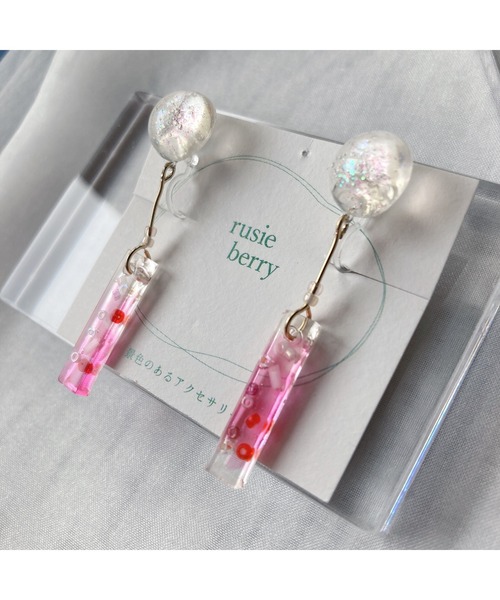 tone(トーン)の「【rusieberry】ストロベリークリームソーダ しゅわしゅわイヤリング(MA)(イヤリング・レディース・ピンク・FREE)」の8枚目の写真