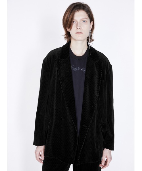 JNBY（ジェーエヌビーワイ）の「Oversized Retro Double-breasted Corduroy Jacket（テーラードジャケット・レディース・ブラック/パープル/グリーン・40/36）」の2枚目の写真