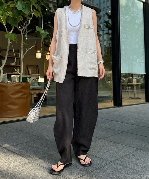 DouDou（ドゥドゥ）の「ツイードジレ（ベスト・レディース・ブラック/グレイッシュベージュ・FREE）」の14枚目の写真