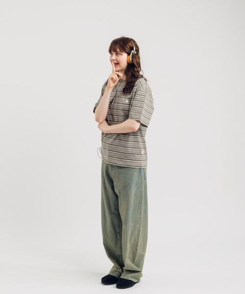 MUHET(ミュエータ)の「マルチボーダーTシャツ(Tシャツ/カットソー・レディース・ネイビー/カーキ・MEDIUM/X-LARGE)」の4枚目の写真