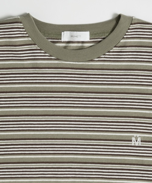 MUHET(ミュエータ)の「マルチボーダーTシャツ(Tシャツ/カットソー・レディース・ネイビー/カーキ・MEDIUM/X-LARGE)」の3枚目の写真
