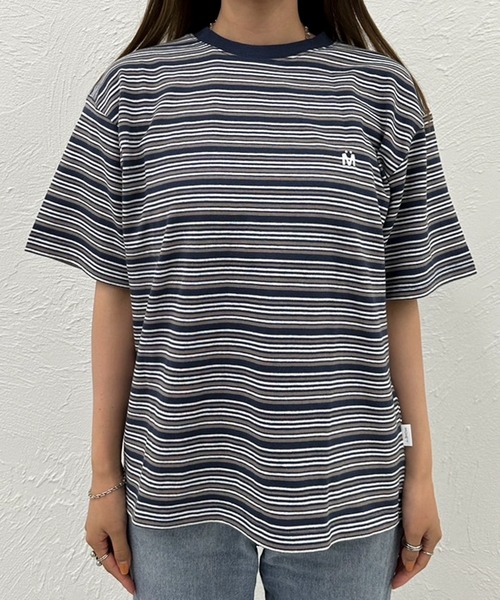MUHET(ミュエータ)の「マルチボーダーTシャツ(Tシャツ/カットソー・レディース・ネイビー/カーキ・MEDIUM/X-LARGE)」の6枚目の写真