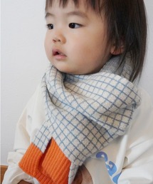hymy（ヒュミュ）の「【 hymy-ヒュミュ- 】配色 チェック ニット リブマフラー ( kids ) #（マフラー・キッズ）」