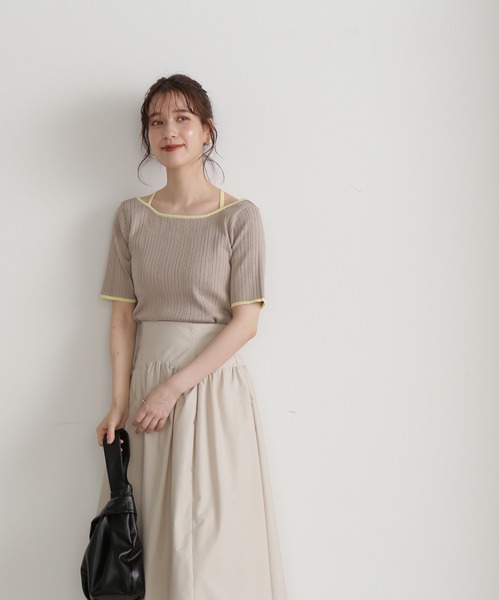 N.（N. Natural Beauty Basic）（エヌエヌナチュラルビューティーベーシック）の「◆バイカラークロスリブニット（ニット/セーター・レディース・ネイビー/ブルー/グレイッシュベージュ・MEDIUM）」の5枚目の写真