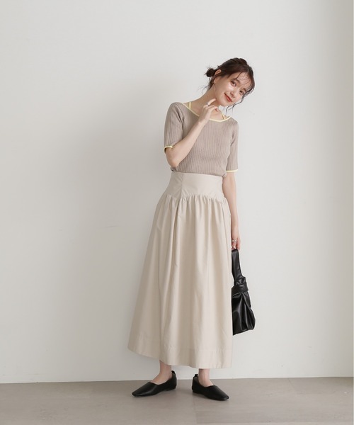 N.（N. Natural Beauty Basic）（エヌエヌナチュラルビューティーベーシック）の「◆バイカラークロスリブニット（ニット/セーター・レディース・ネイビー/ブルー/グレイッシュベージュ・MEDIUM）」の7枚目の写真