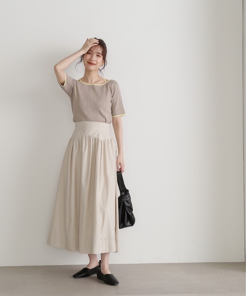 N.（N. Natural Beauty Basic）（エヌエヌナチュラルビューティーベーシック）の「◆バイカラークロスリブニット（ニット/セーター・レディース・ネイビー/ブルー/グレイッシュベージュ・MEDIUM）」の8枚目の写真