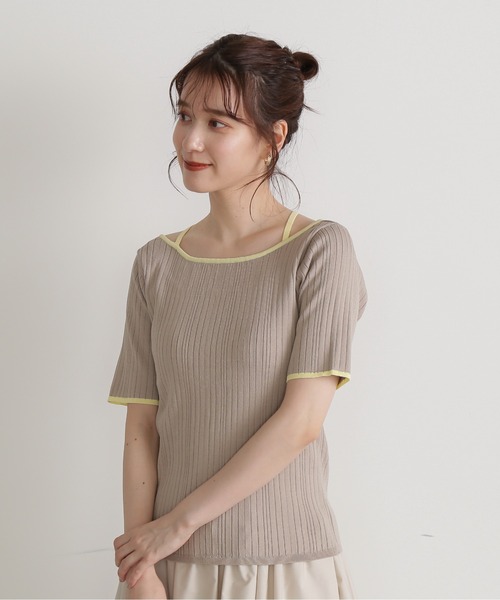 N.（N. Natural Beauty Basic）（エヌエヌナチュラルビューティーベーシック）の「◆バイカラークロスリブニット（ニット/セーター・レディース・ネイビー/ブルー/グレイッシュベージュ・MEDIUM）」の12枚目の写真