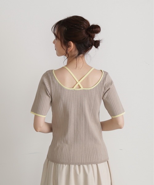 N.（N. Natural Beauty Basic）（エヌエヌナチュラルビューティーベーシック）の「◆バイカラークロスリブニット（ニット/セーター・レディース・ネイビー/ブルー/グレイッシュベージュ・MEDIUM）」の14枚目の写真