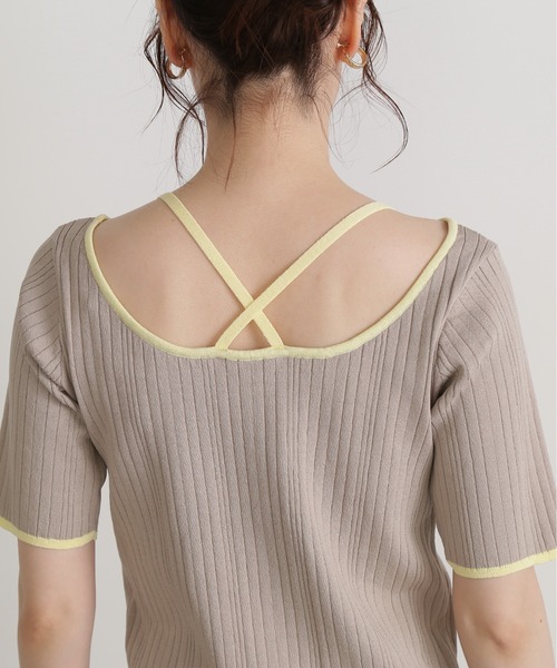 N.（N. Natural Beauty Basic）（エヌエヌナチュラルビューティーベーシック）の「◆バイカラークロスリブニット（ニット/セーター・レディース・ネイビー/ブルー/グレイッシュベージュ・MEDIUM）」の16枚目の写真