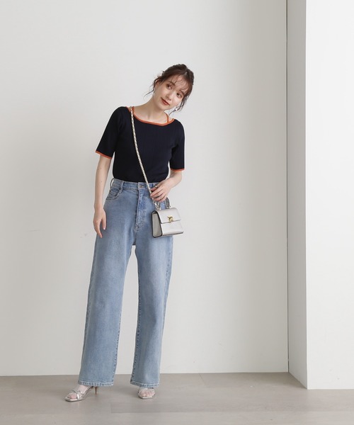 N.（N. Natural Beauty Basic）（エヌエヌナチュラルビューティーベーシック）の「◆バイカラークロスリブニット（ニット/セーター・レディース・ネイビー/ブルー/グレイッシュベージュ・MEDIUM）」の19枚目の写真