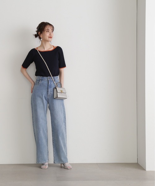 N.（N. Natural Beauty Basic）（エヌエヌナチュラルビューティーベーシック）の「◆バイカラークロスリブニット（ニット/セーター・レディース・ネイビー/ブルー/グレイッシュベージュ・MEDIUM）」の20枚目の写真