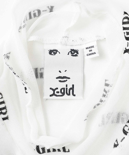 X-girl（エックスガール）の「LOGO SHEER HIGH NECK TOP（Tシャツ/カットソー・レディース・ホワイト/ライトパープル・M/S）」の4枚目の写真