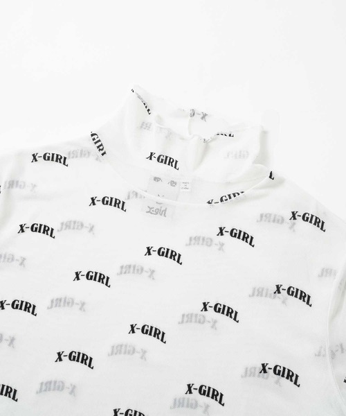 X-girl（エックスガール）の「LOGO SHEER HIGH NECK TOP（Tシャツ/カットソー・レディース・ホワイト/ライトパープル・M/S）」の5枚目の写真