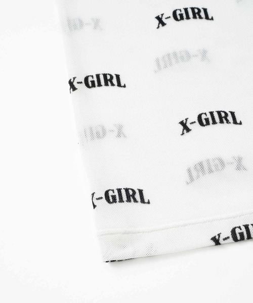 X-girl（エックスガール）の「LOGO SHEER HIGH NECK TOP（Tシャツ/カットソー・レディース・ホワイト/ライトパープル・M/S）」の7枚目の写真