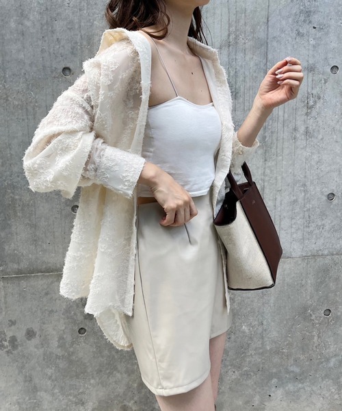 one after another NICE CLAUP(ワンアフターアナザーナイスクラップ)の「【WEB限定商品】フラワージャガードシャツ(シャツ/ブラウス・レディース・アイボリー/グレー/ネイビー/ピンク・FREE)」の6枚目の写真