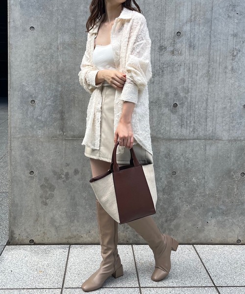 one after another NICE CLAUP(ワンアフターアナザーナイスクラップ)の「【WEB限定商品】フラワージャガードシャツ(シャツ/ブラウス・レディース・アイボリー/グレー/ネイビー/ピンク・FREE)」の5枚目の写真