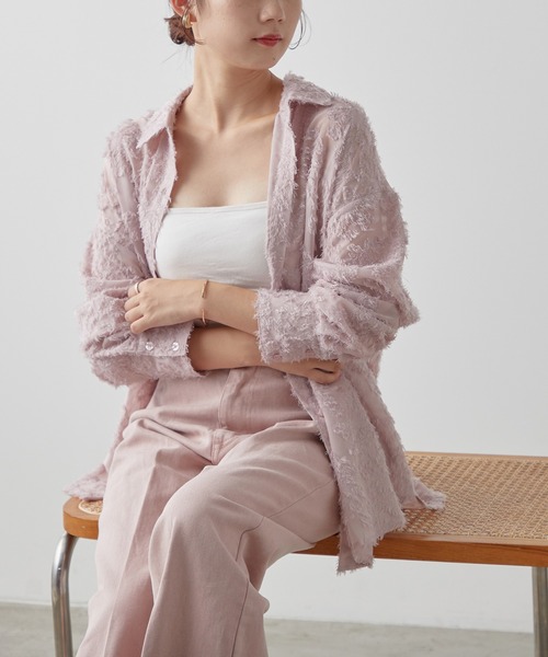 one after another NICE CLAUP(ワンアフターアナザーナイスクラップ)の「【WEB限定商品】フラワージャガードシャツ(シャツ/ブラウス・レディース・アイボリー/グレー/ネイビー/ピンク・FREE)」の16枚目の写真