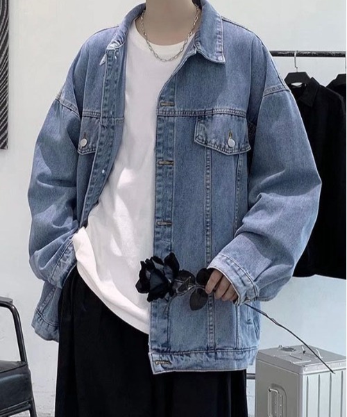 Burner（バーナー）の「【OKUOKU　0909】オーバーシルエット デニムジャケット oku-outer-705117749574-38 MC U（デニムジャケット・メンズ・ブラック/ブルー・M/L/XL）」の6枚目の写真