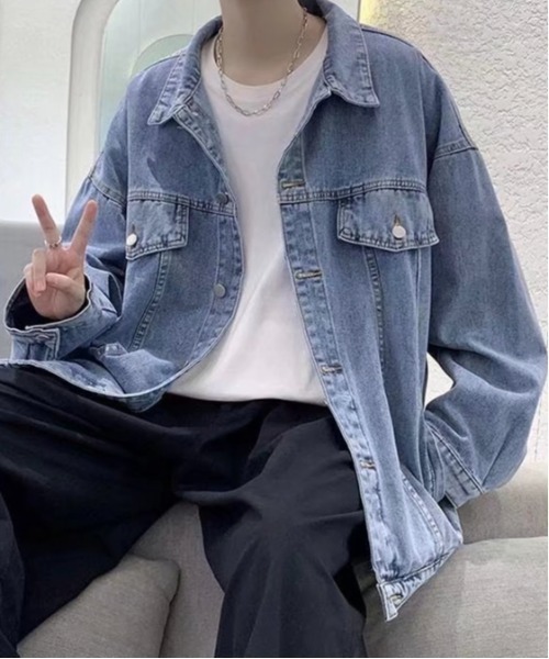 Burner（バーナー）の「【OKUOKU　0909】オーバーシルエット デニムジャケット oku-outer-705117749574-38 MC U（デニムジャケット・メンズ・ブラック/ブルー・M/L/XL）」の7枚目の写真