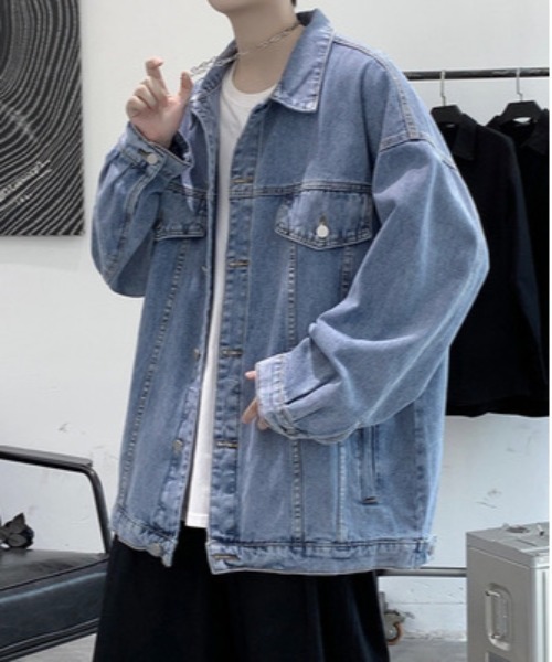 Burner（バーナー）の「【OKUOKU　0909】オーバーシルエット デニムジャケット oku-outer-705117749574-38 MC U（デニムジャケット・メンズ・ブラック/ブルー・M/L/XL）」の8枚目の写真