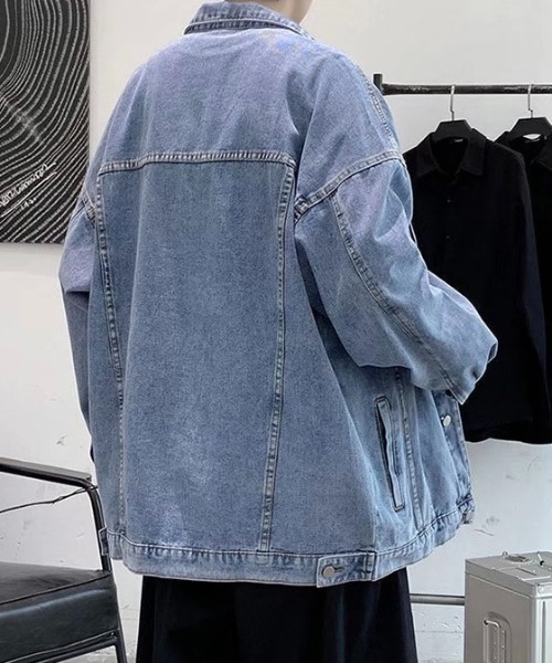 Burner（バーナー）の「【OKUOKU　0909】オーバーシルエット デニムジャケット oku-outer-705117749574-38 MC U（デニムジャケット・メンズ・ブラック/ブルー・M/L/XL）」の9枚目の写真