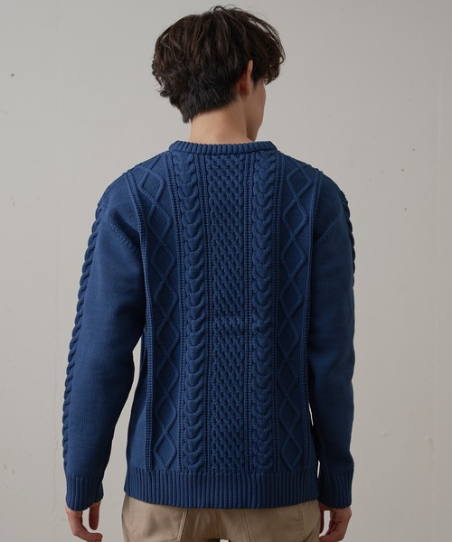 Blue Standard （ブルースタンダード）の「【BLUE STANDARD/ブルースタンダード】　軽量ウォッシャブルアランクルー  アンチピリング アラン柄 イージーケア（ニット/セーター・メンズ・杢グレー/ブルー/オフホワイト/ネイビー/ブルーグレー/ブラック・X-LARGE/SMALL/MEDIUM/LARGE）」の13枚目の写真