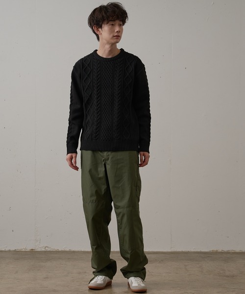 Blue Standard （ブルースタンダード）の「【BLUE STANDARD/ブルースタンダード】　軽量ウォッシャブルアランクルー  アンチピリング アラン柄 イージーケア（ニット/セーター・メンズ・杢グレー/ブルー/オフホワイト/ネイビー/ブルーグレー/ブラック・X-LARGE/SMALL/MEDIUM/LARGE）」の15枚目の写真