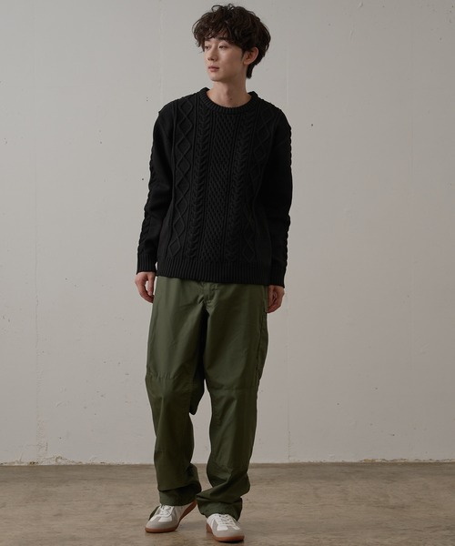 Blue Standard （ブルースタンダード）の「【BLUE STANDARD/ブルースタンダード】　軽量ウォッシャブルアランクルー  アンチピリング アラン柄 イージーケア（ニット/セーター・メンズ・杢グレー/ブルー/オフホワイト/ネイビー/ブルーグレー/ブラック・X-LARGE/SMALL/MEDIUM/LARGE）」の16枚目の写真