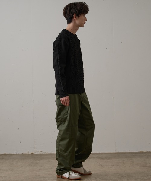 Blue Standard （ブルースタンダード）の「【BLUE STANDARD/ブルースタンダード】　軽量ウォッシャブルアランクルー  アンチピリング アラン柄 イージーケア（ニット/セーター・メンズ・杢グレー/ブルー/オフホワイト/ネイビー/ブルーグレー/ブラック・X-LARGE/SMALL/MEDIUM/LARGE）」の19枚目の写真