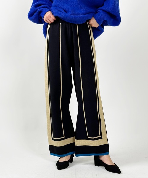 PICCIN(ピッチン)の「【WEB限定】パネルラインニットパンツ(その他パンツ・レディース・ベージュ/ブラック・M)」の1枚目の写真