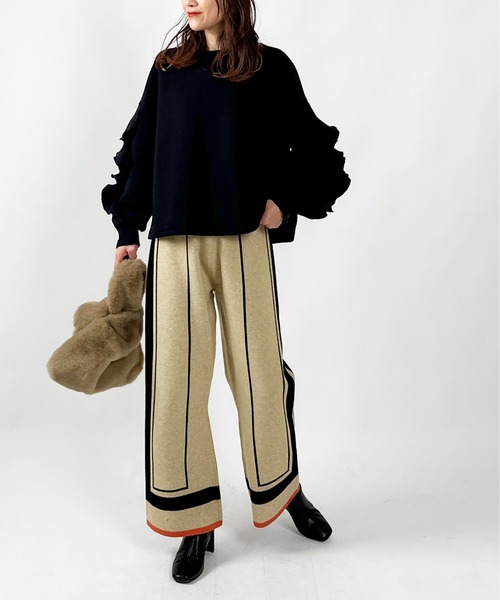 PICCIN(ピッチン)の「【WEB限定】パネルラインニットパンツ(その他パンツ・レディース・ベージュ/ブラック・M)」の19枚目の写真