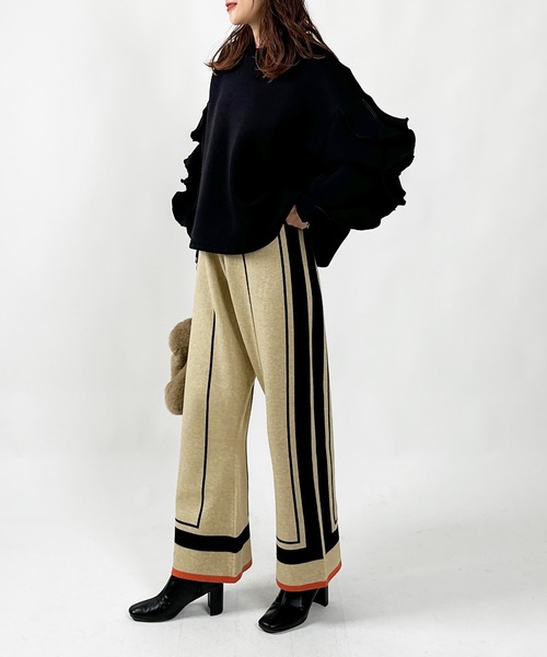 PICCIN(ピッチン)の「【WEB限定】パネルラインニットパンツ(その他パンツ・レディース・ベージュ/ブラック・M)」の20枚目の写真