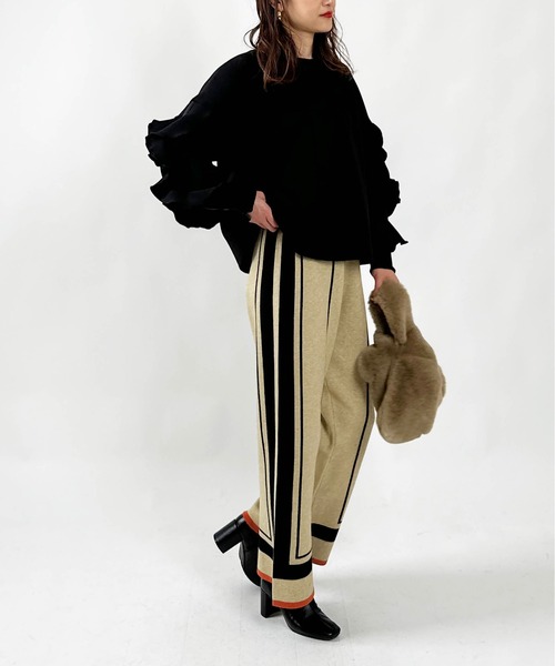 PICCIN(ピッチン)の「【WEB限定】パネルラインニットパンツ(その他パンツ・レディース・ベージュ/ブラック・M)」の22枚目の写真
