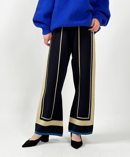 PICCIN(ピッチン)の「【WEB限定】パネルラインニットパンツ(その他パンツ・レディース・ベージュ/ブラック・M)」の3枚目の写真