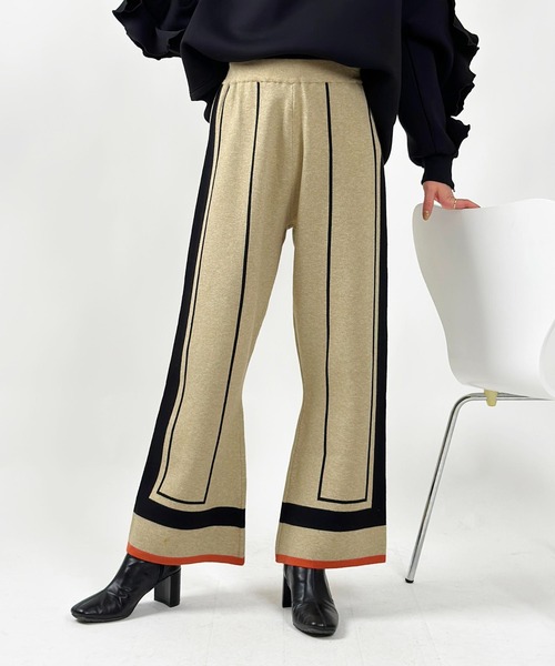PICCIN(ピッチン)の「【WEB限定】パネルラインニットパンツ(その他パンツ・レディース・ベージュ/ブラック・M)」の13枚目の写真